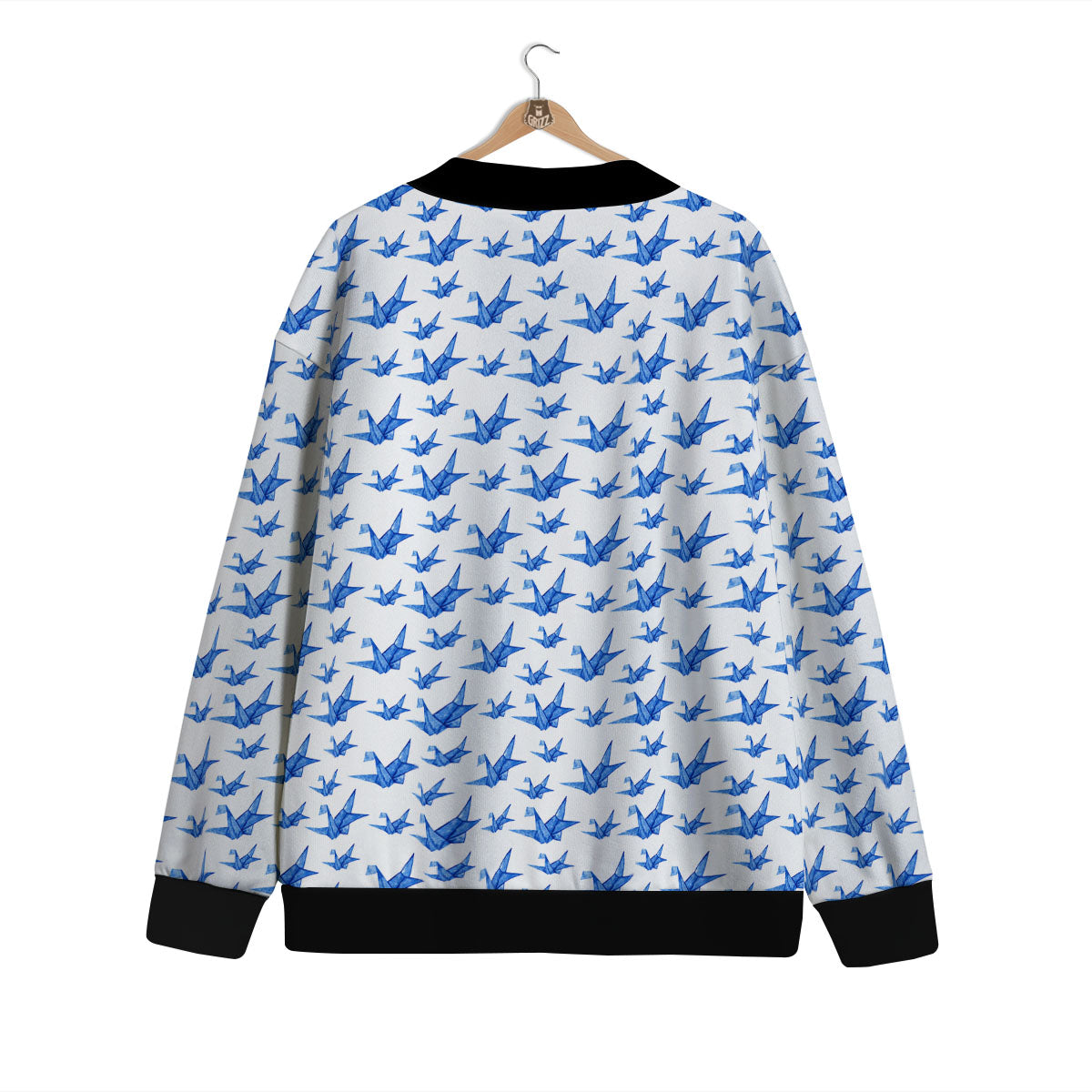 Origami Crane Blue Print Pattern Cardigan-grizzshop