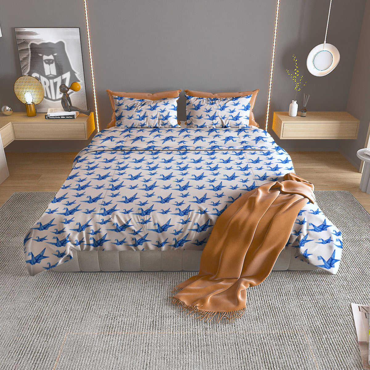 Moon Phase Galaxy Print Duvet Cover Bedding Set