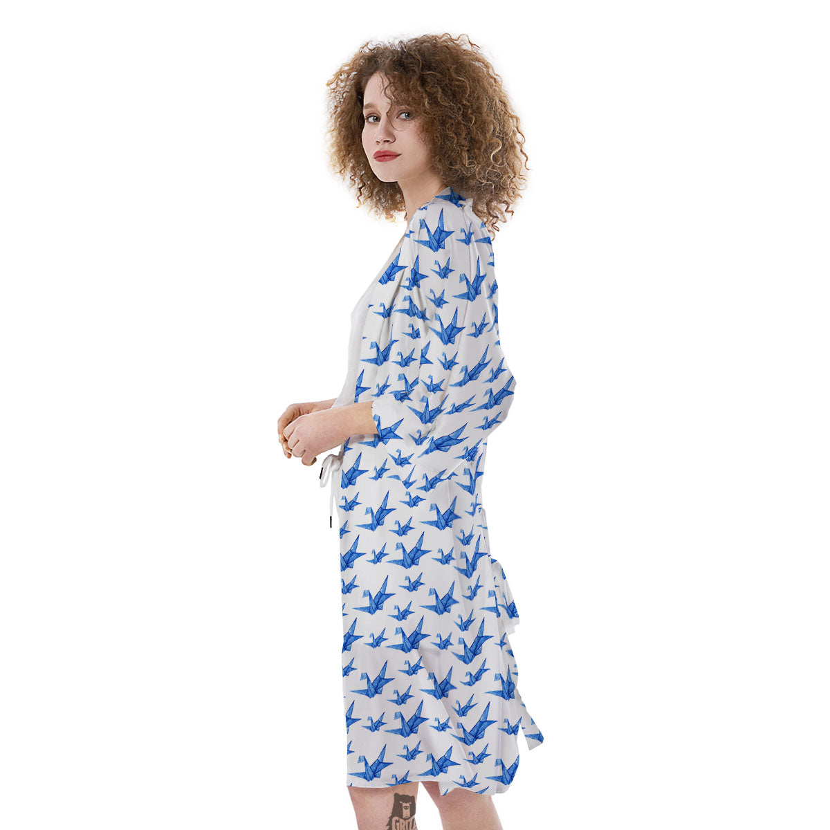 Origami Crane Blue Print Pattern Kimono-grizzshop