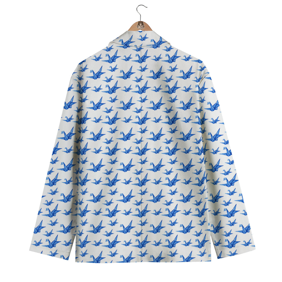 Origami Crane Blue Print Pattern Men's Blazer-grizzshop