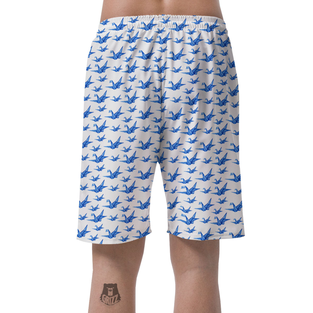 Origami Crane Blue Print Pattern Men's Shorts-grizzshop