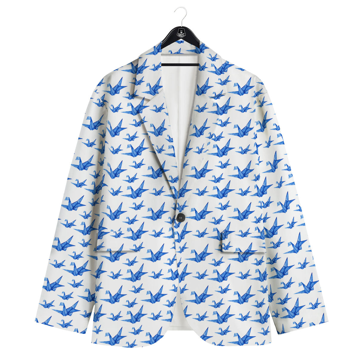 Origami Crane Blue Print Pattern Men's Sport Coat-grizzshop