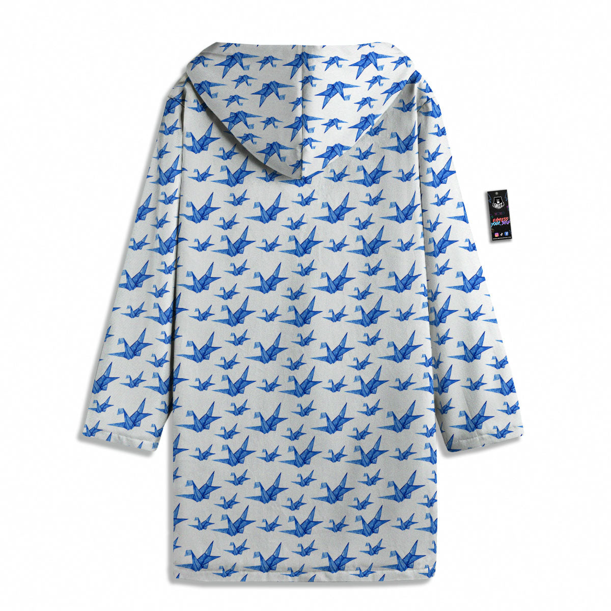 Origami Crane Blue Print Pattern Men's Windbreaker Jacket-grizzshop