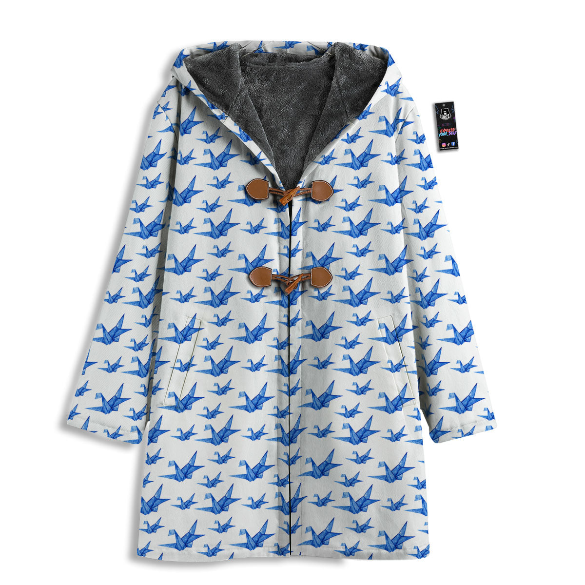 Origami Crane Blue Print Pattern Men's Windbreaker Jacket-grizzshop