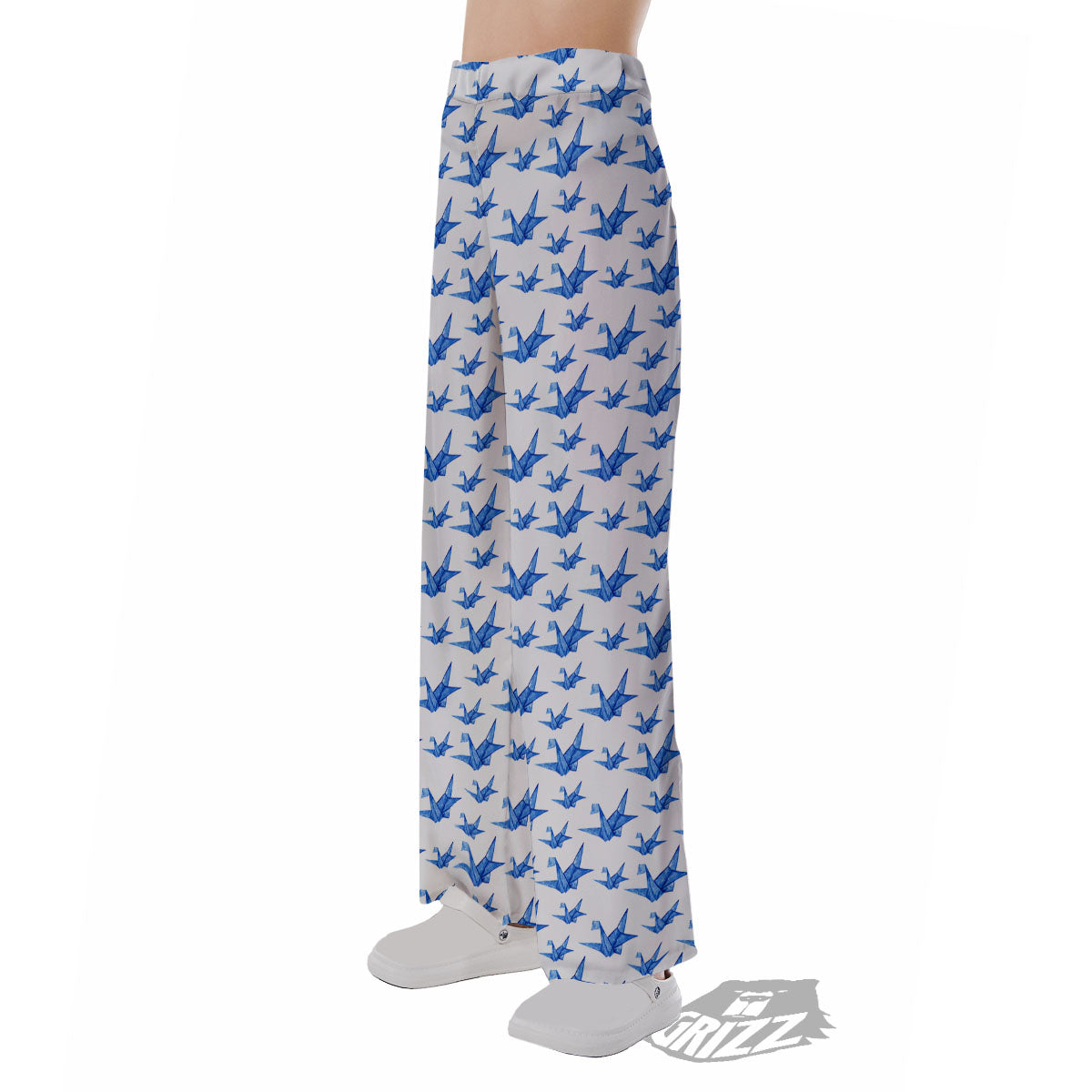 Origami Crane Blue Print Pattern Pajama Pants-grizzshop