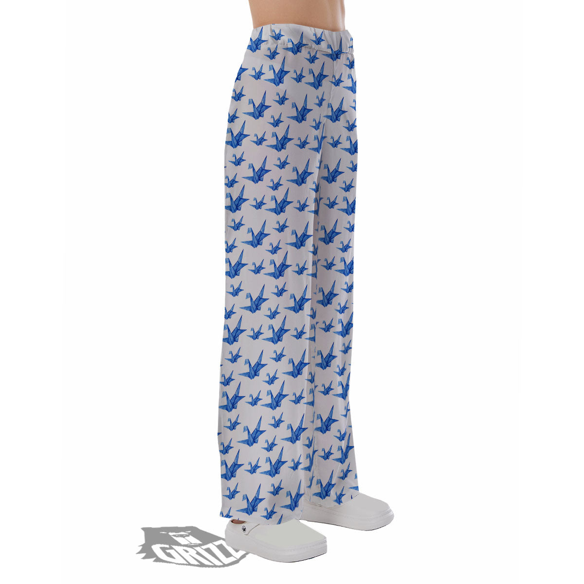 Origami Crane Blue Print Pattern Pajama Pants-grizzshop