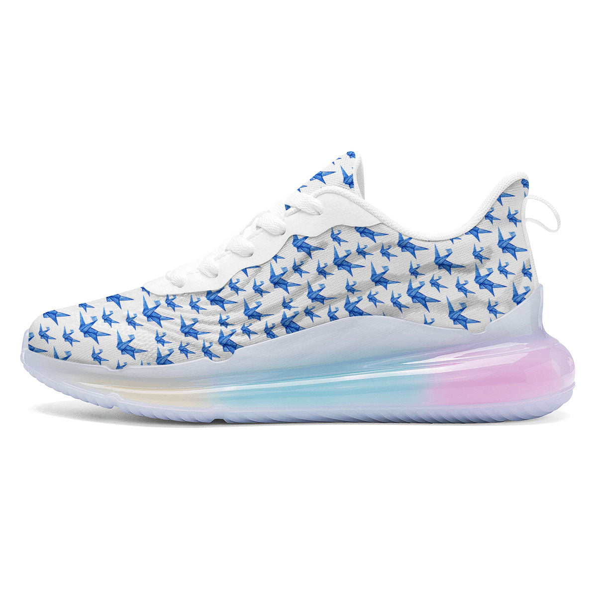 Origami Crane Blue Print Pattern Running Sneakers-grizzshop