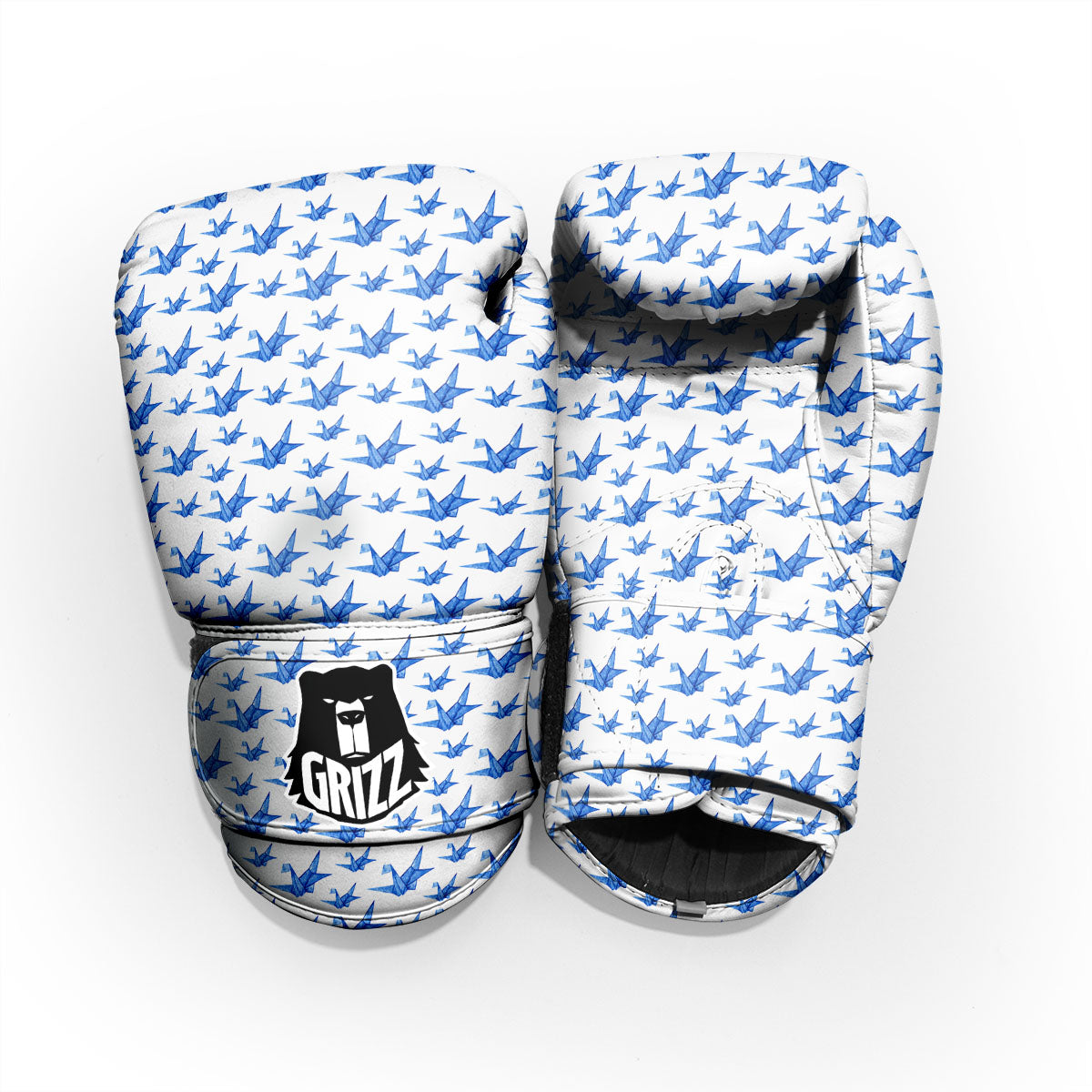 Origami Crane Blue Print Pattern Pro Boxing Glove