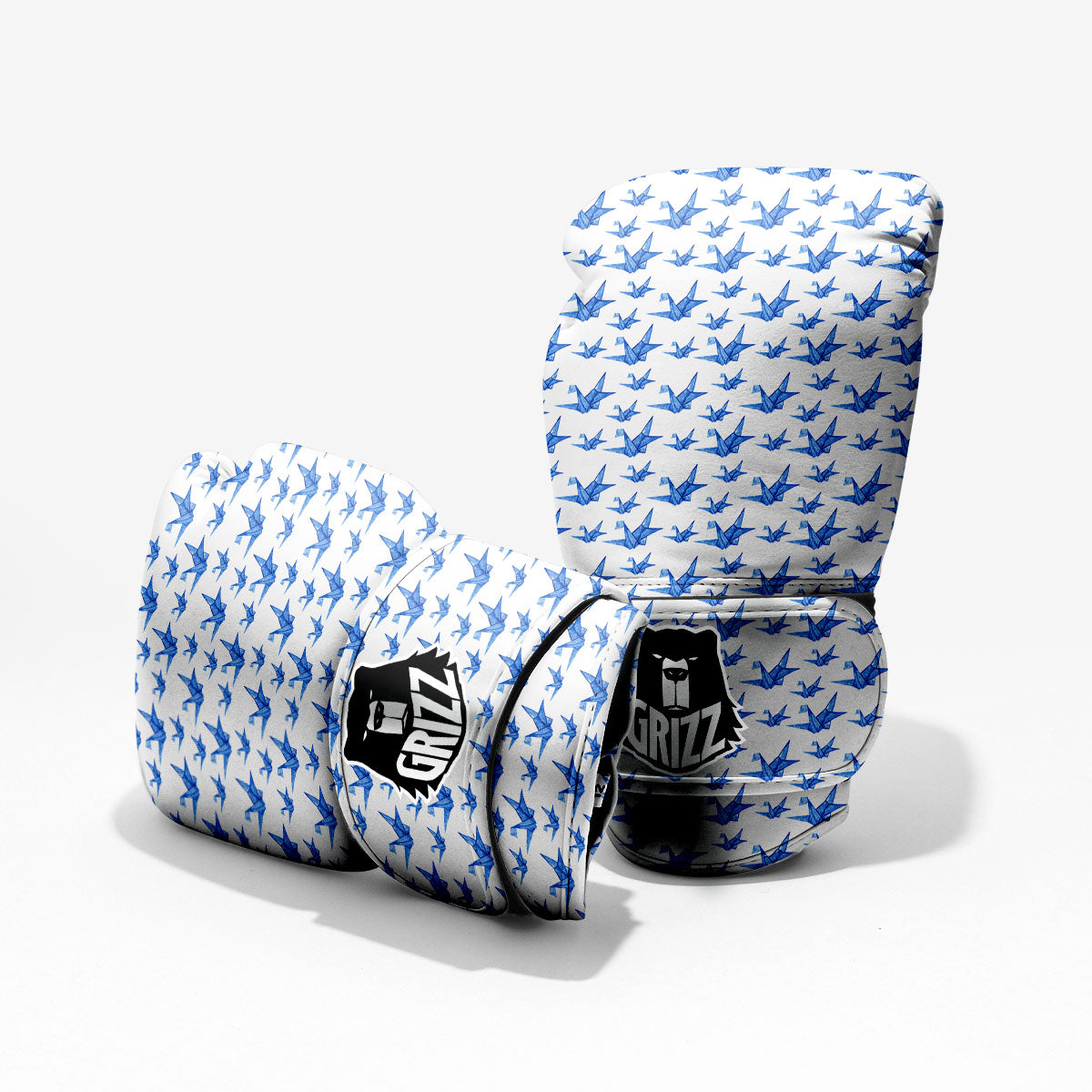 Origami Crane Blue Print Pattern Pro Boxing Glove