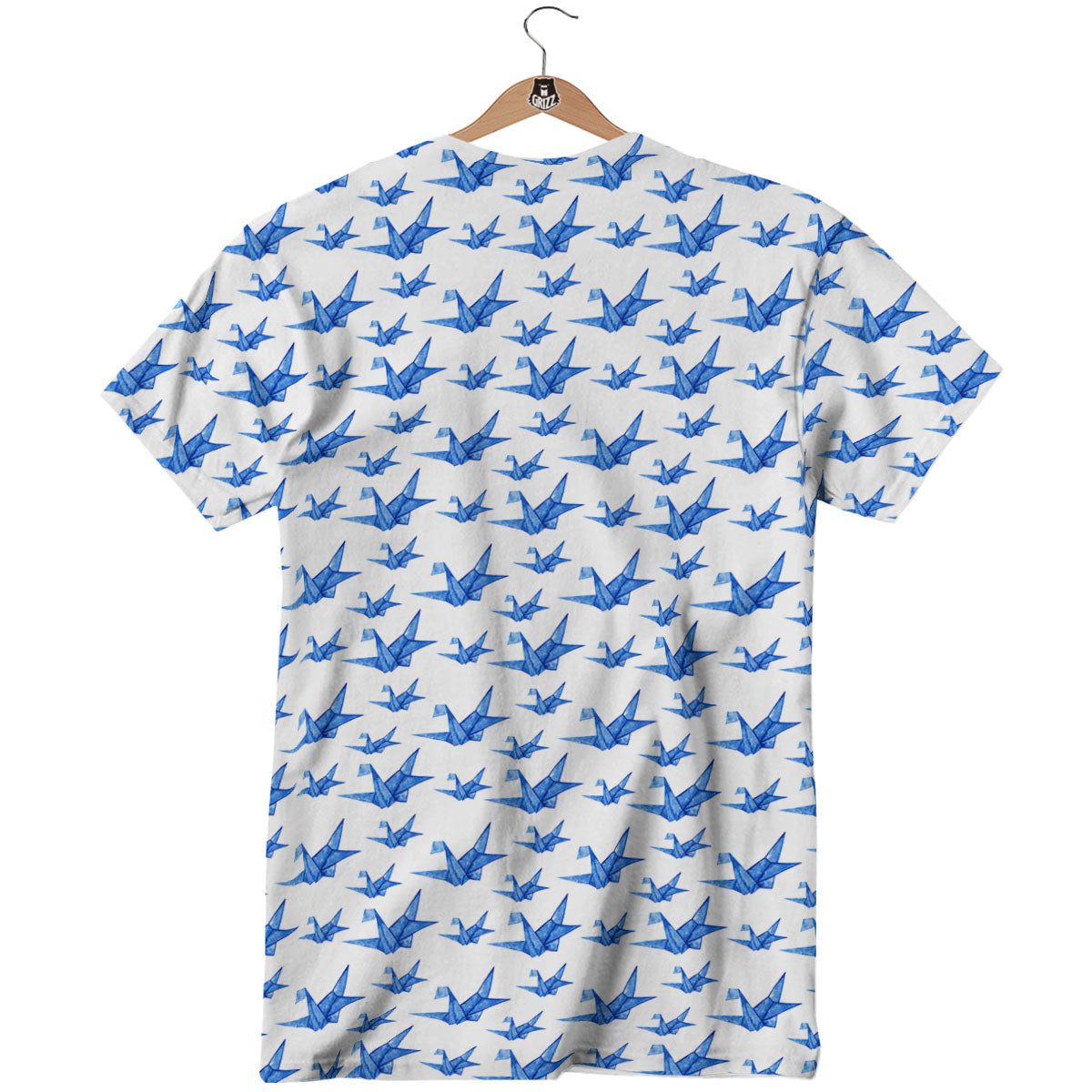 Origami Crane Blue Print Pattern T-Shirt-grizzshop