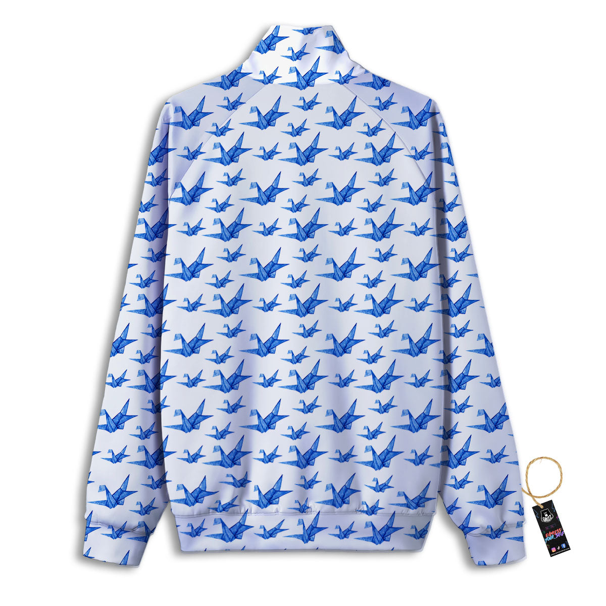 Origami Crane Blue Print Pattern Track Jacket-grizzshop