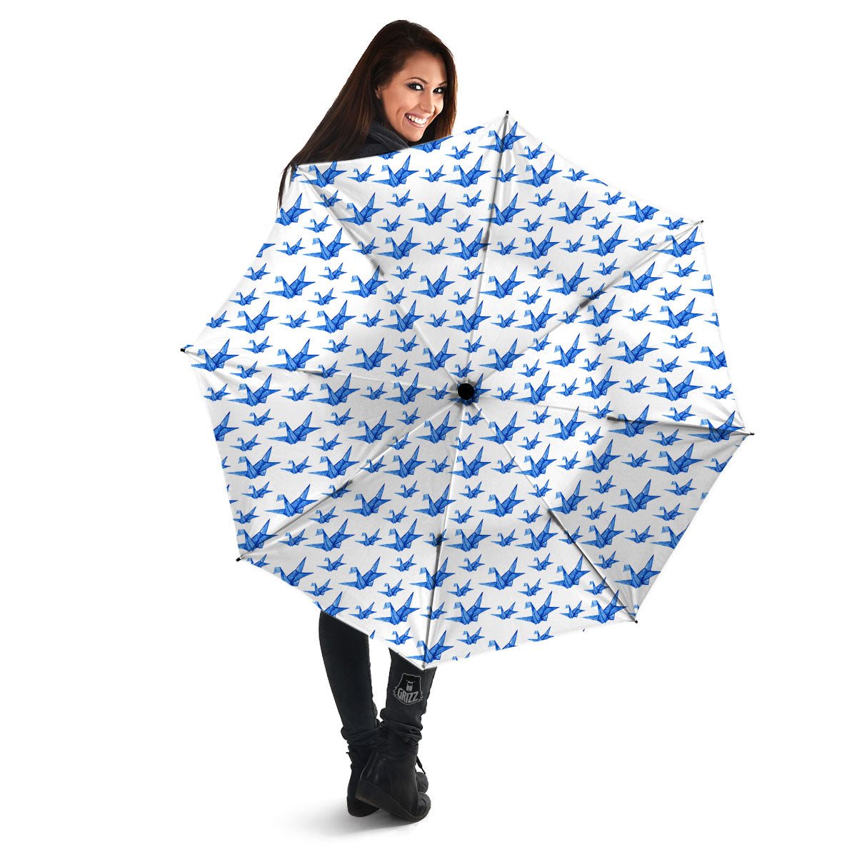 Origami Crane Blue Print Pattern Umbrella-grizzshop