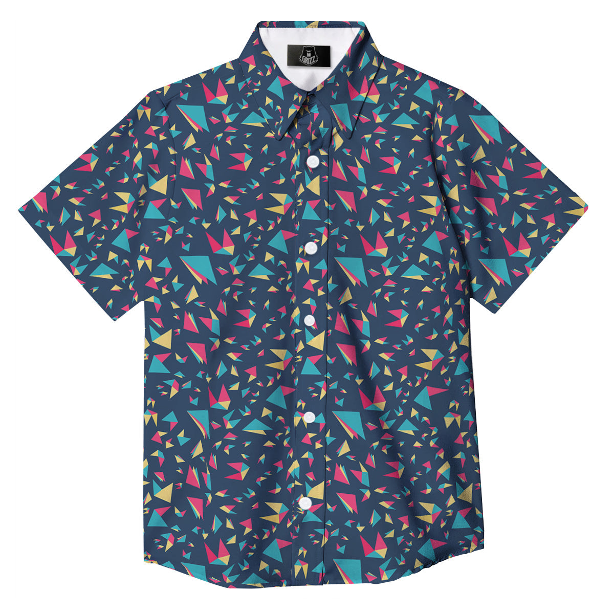 Origami Crane Colorful Print Pattern Button Up Shirt-grizzshop