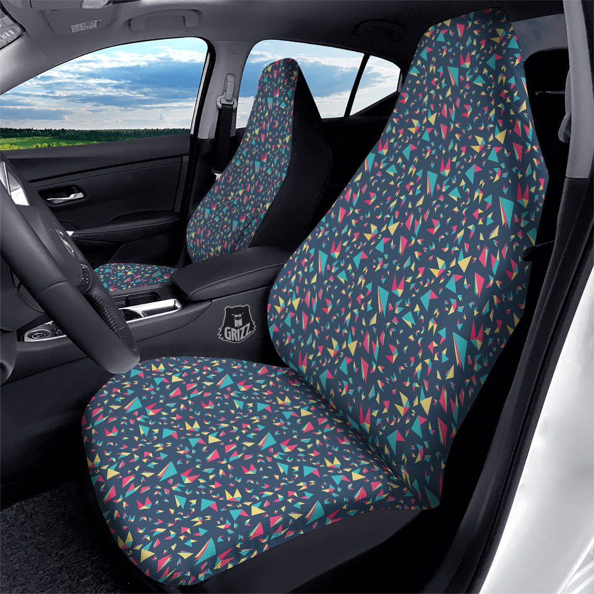 Origami Crane Colorful Print Pattern Car Seat Covers-grizzshop