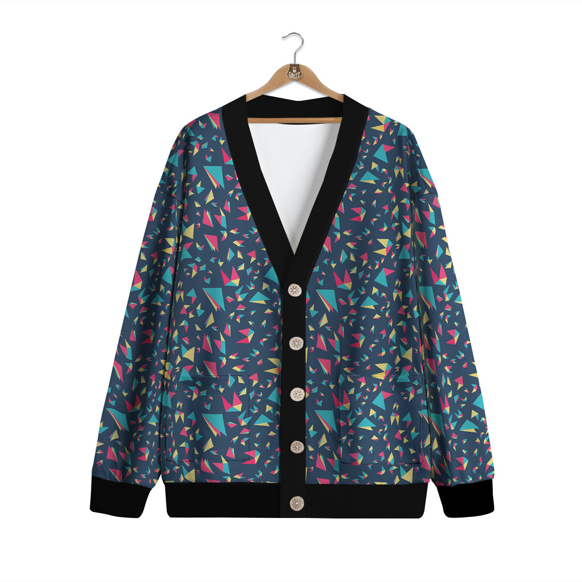 Origami Crane Colorful Print Pattern Cardigan-grizzshop