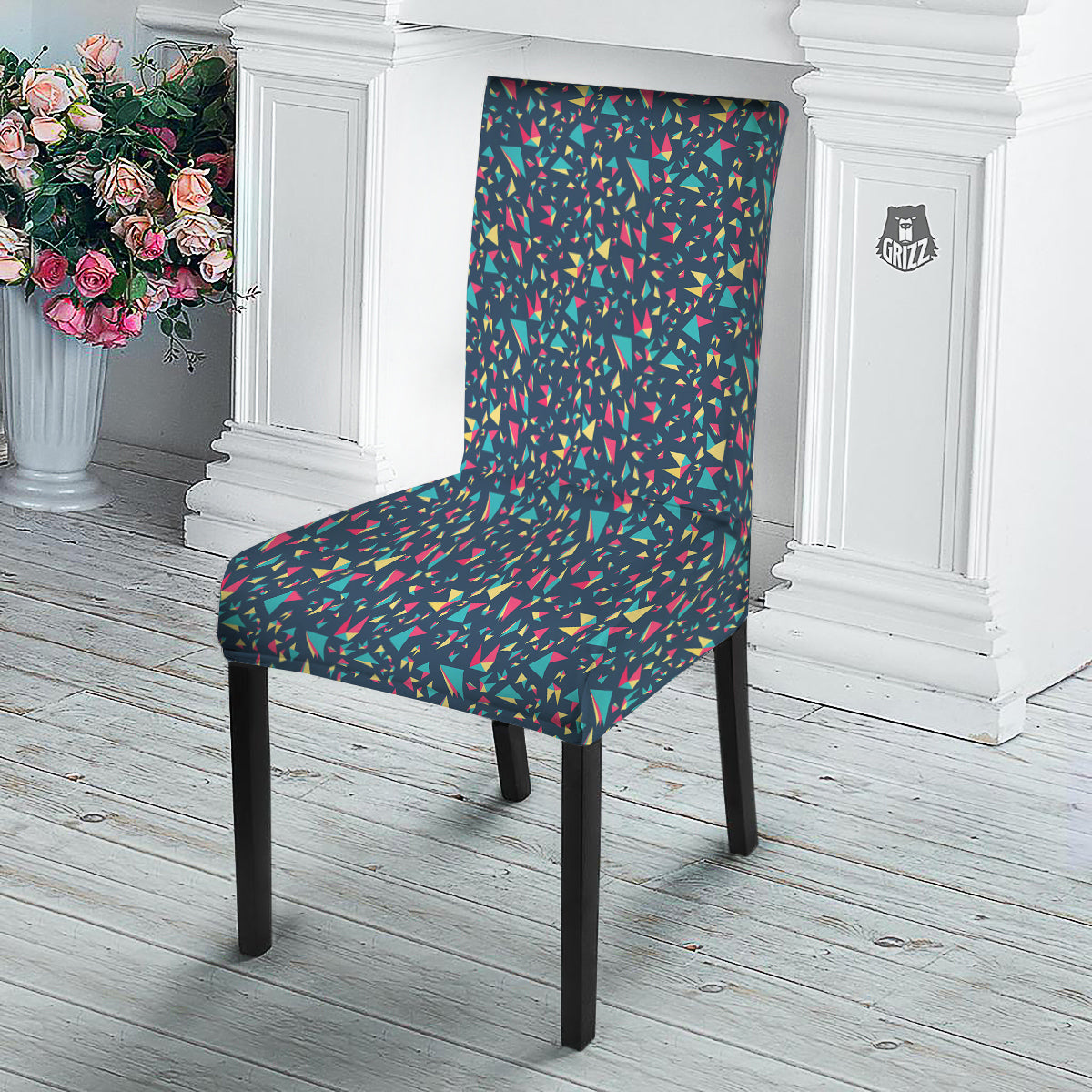 Origami Crane Colorful Print Pattern Dining Chair Slipcover-grizzshop