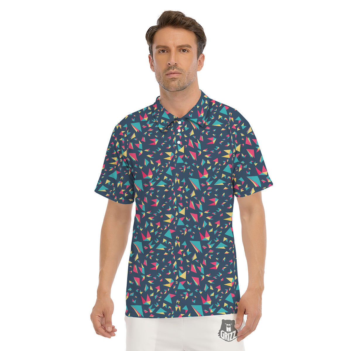 Origami Crane Colorful Print Pattern Men's Golf Shirts-grizzshop