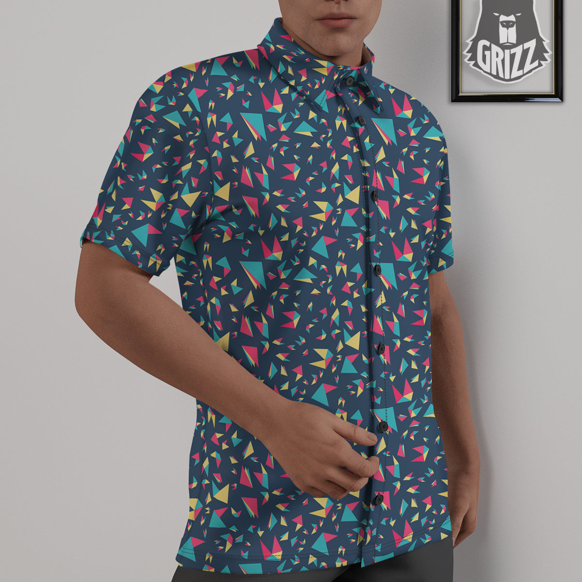 Origami Crane Colorful Print Pattern Untucked Shirts-grizzshop