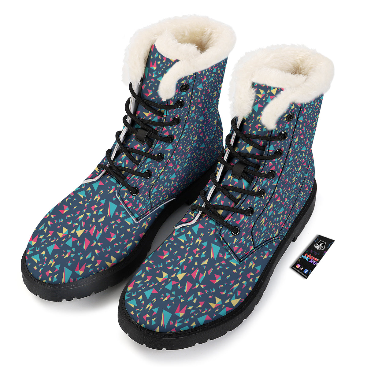 Origami Crane Colorful Print Pattern Winter Boots-grizzshop