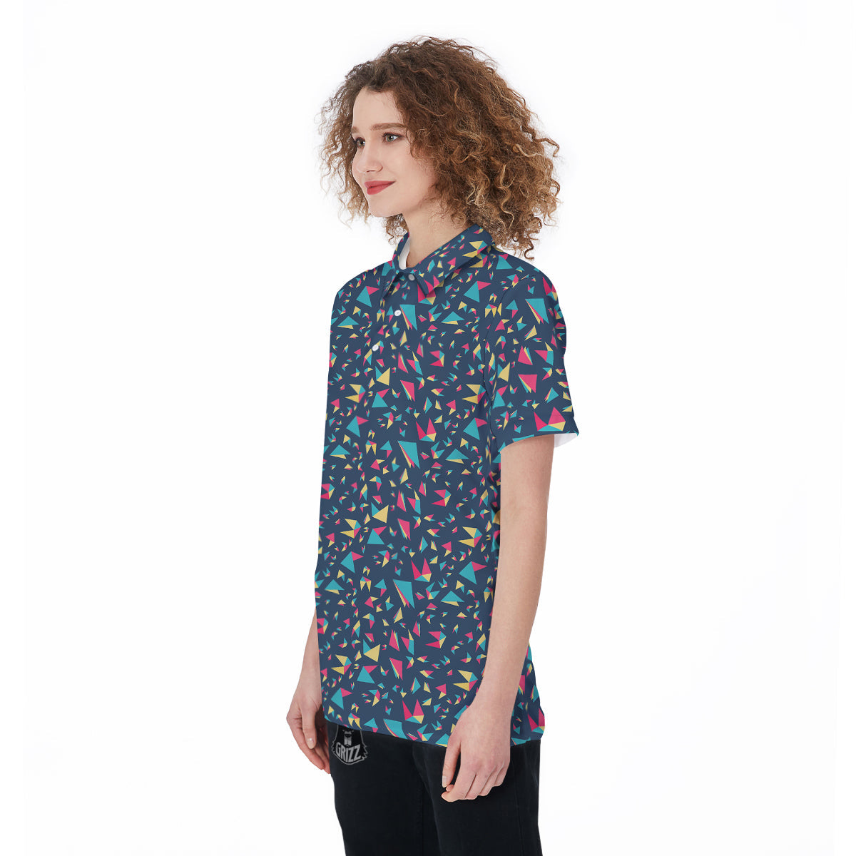 Origami Crane Colorful Print Pattern Women's Golf Shirts-grizzshop