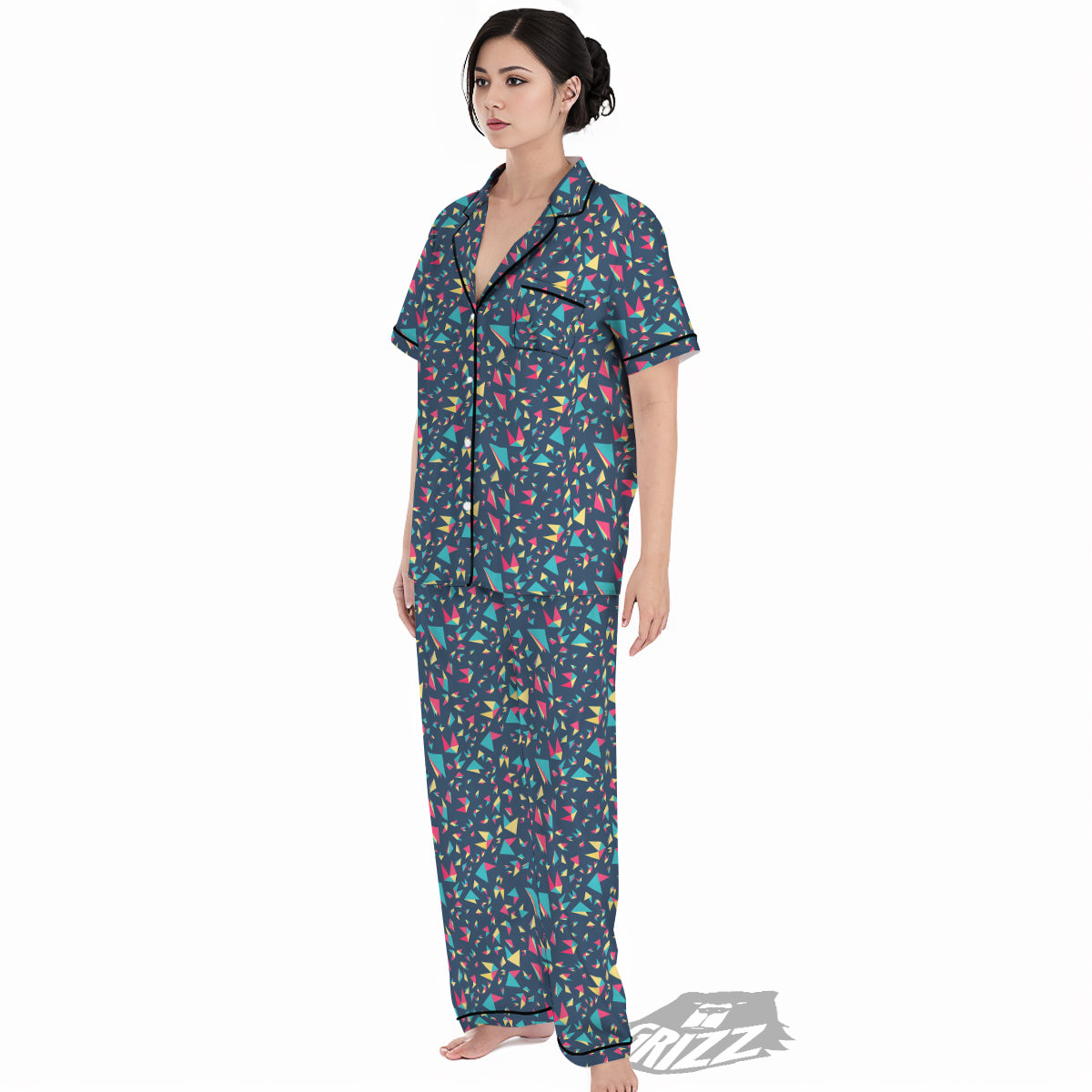 Origami Crane Colorful Print Pattern Women's Pajamas Set-grizzshop
