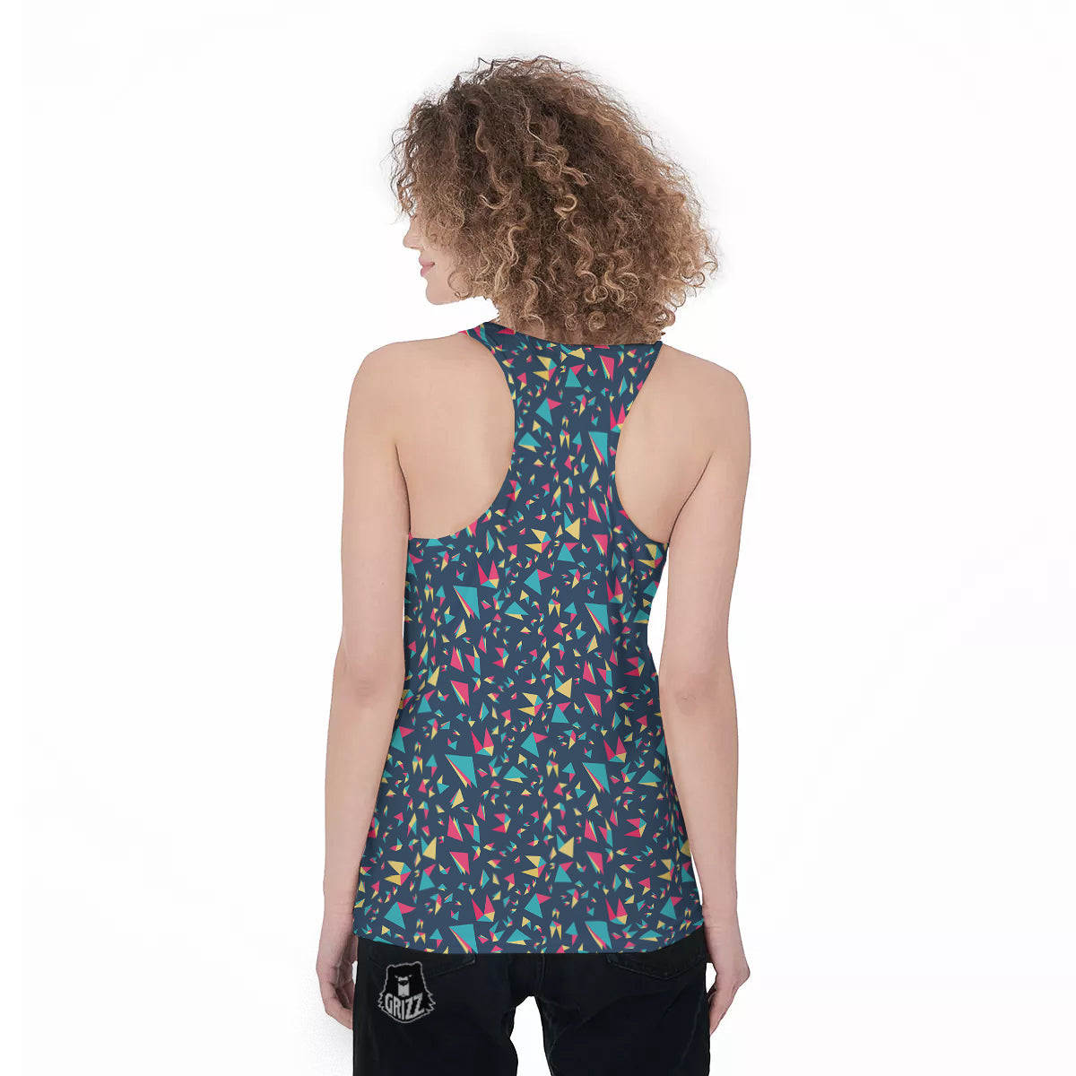 Origami Crane Colorful Print Pattern Women's Racerback Tank Top-grizzshop