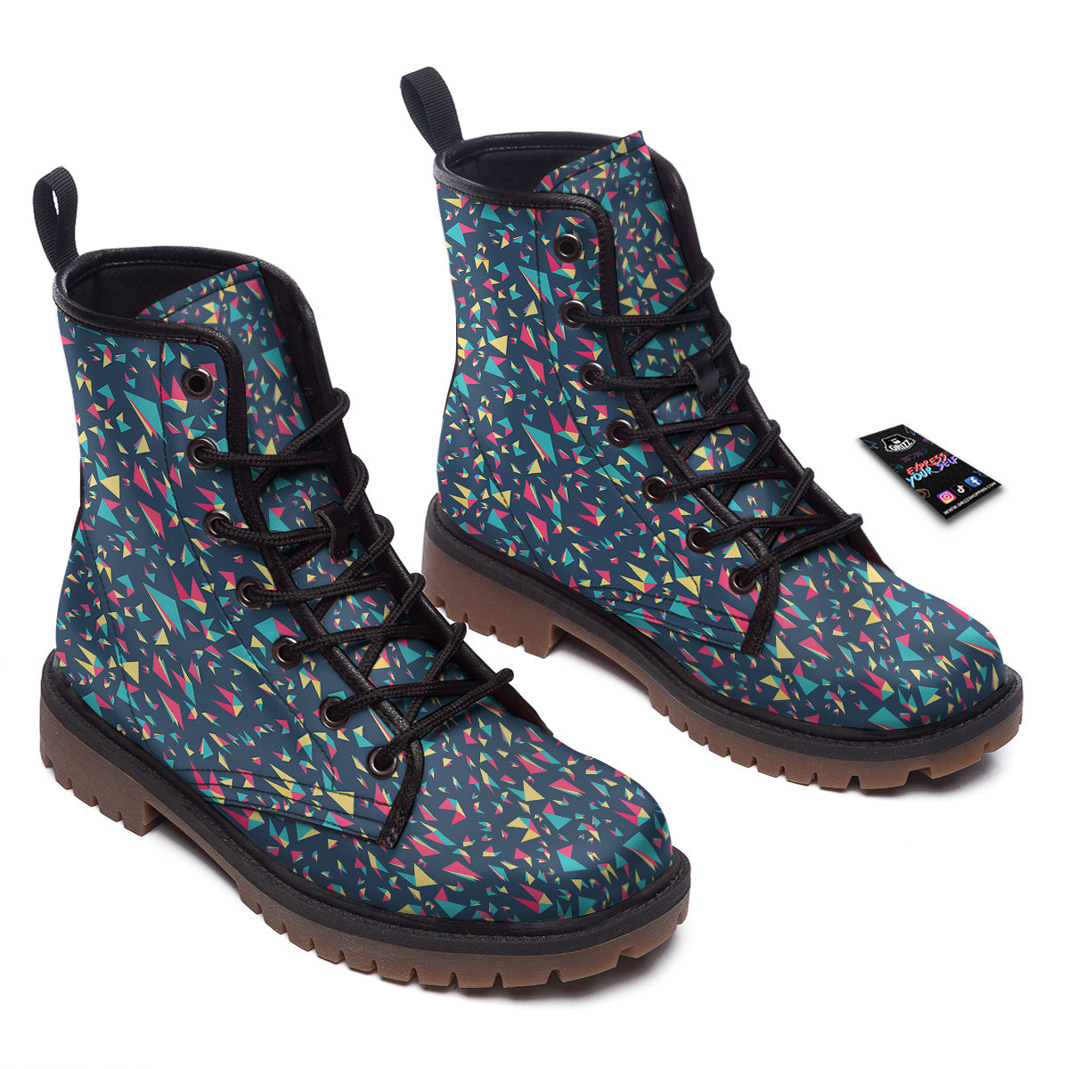 Origami Crane Colorful Print Pattern Work Boots-grizzshop