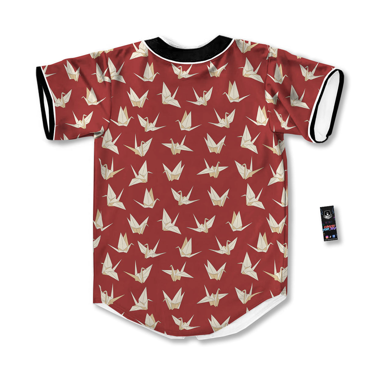 Origami Crane Japanese Print Pattern Baseball Jersey-grizzshop