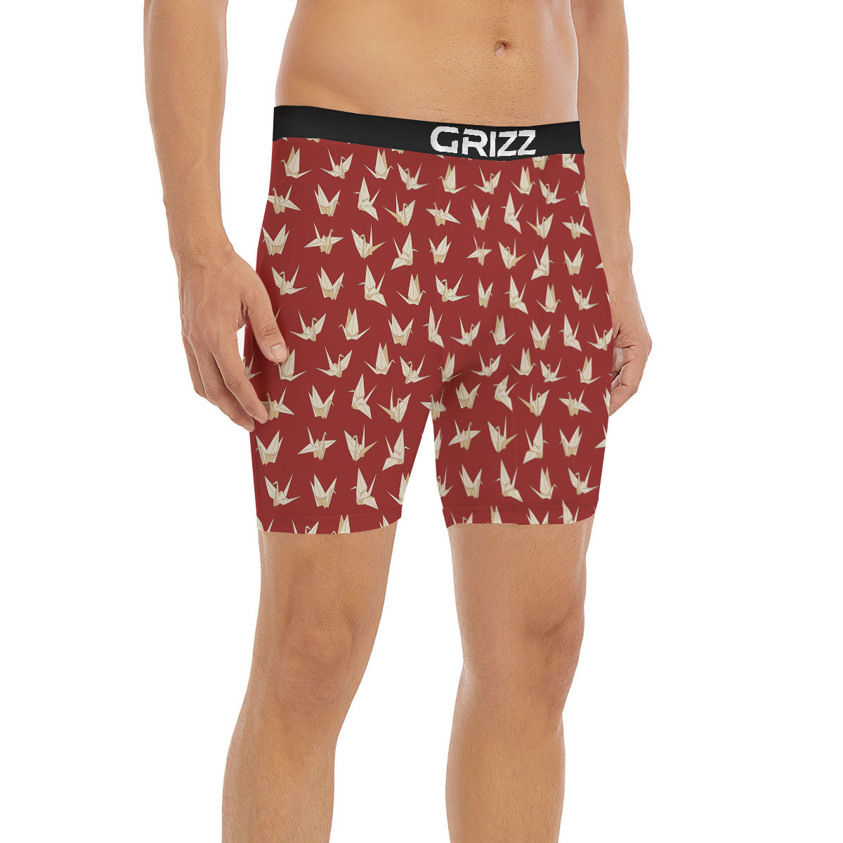 Origami Crane Japanese Print Pattern Boxer Briefs-grizzshop