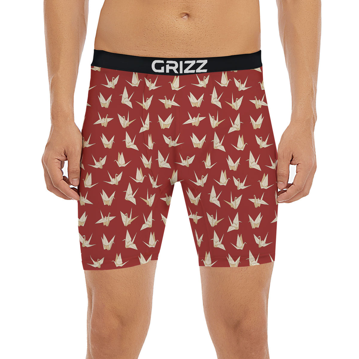 Origami Crane Japanese Print Pattern Boxer Briefs-grizzshop