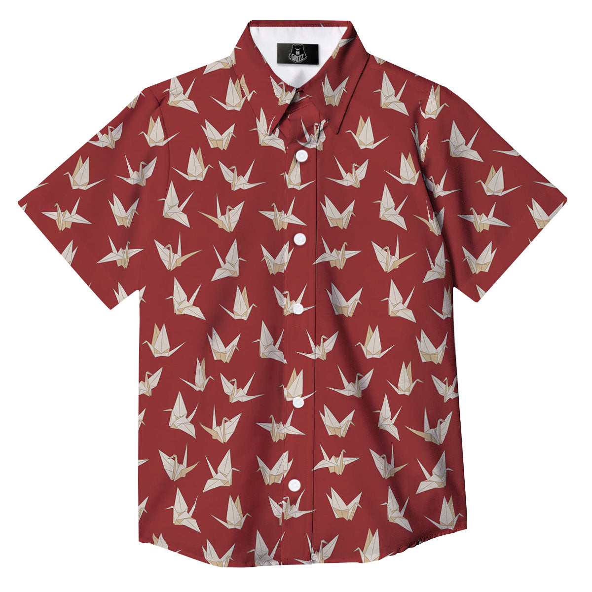 Origami Crane Japanese Print Pattern Button Up Shirt-grizzshop