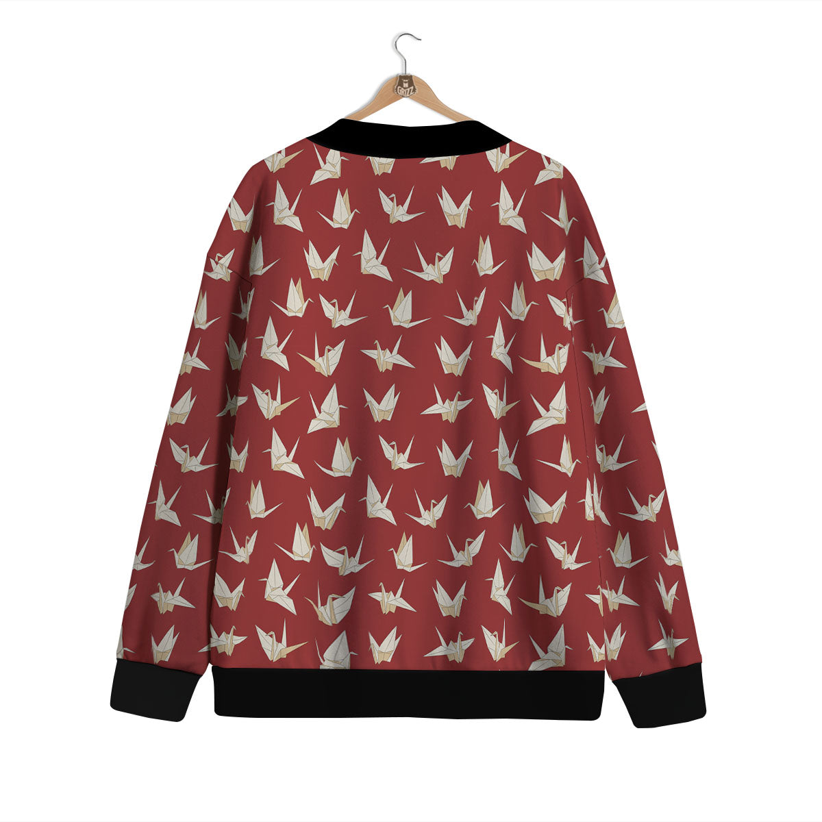 Origami Crane Japanese Print Pattern Cardigan-grizzshop