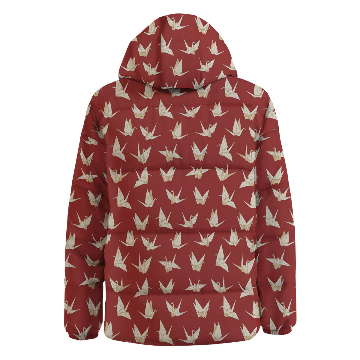 Origami Crane Japanese Print Pattern Down Jacket-grizzshop
