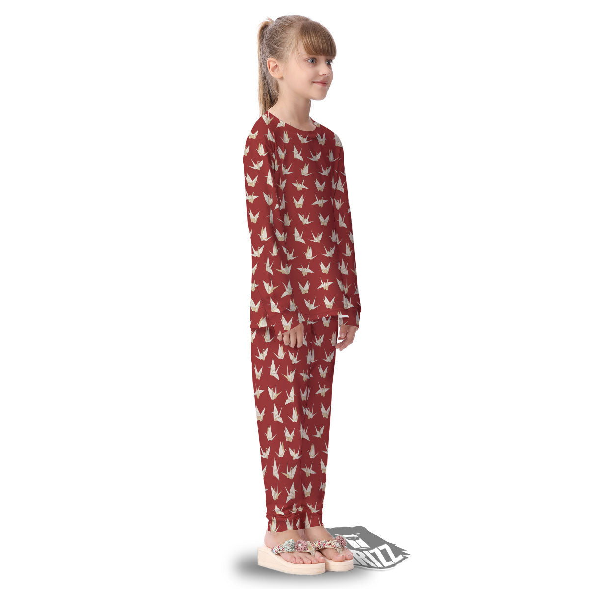 Origami Crane Japanese Print Pattern Kid's Pajamas-grizzshop