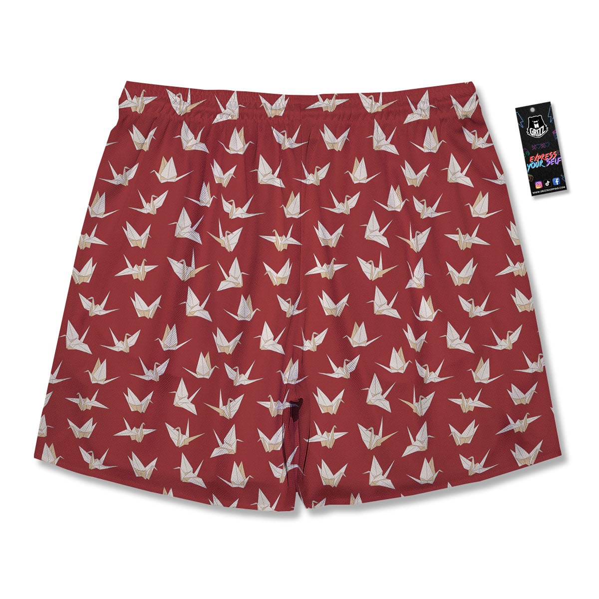Origami Crane Japanese Print Pattern Men's Running Shorts-grizzshop