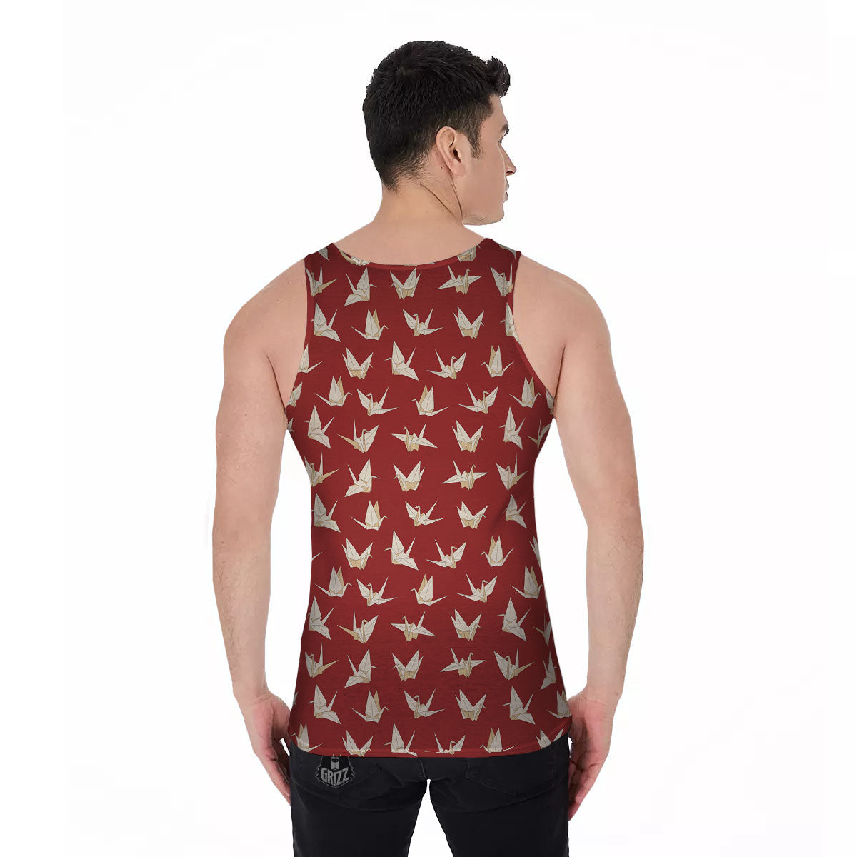Origami Crane Japanese Print Pattern Men's Tank Top-grizzshop
