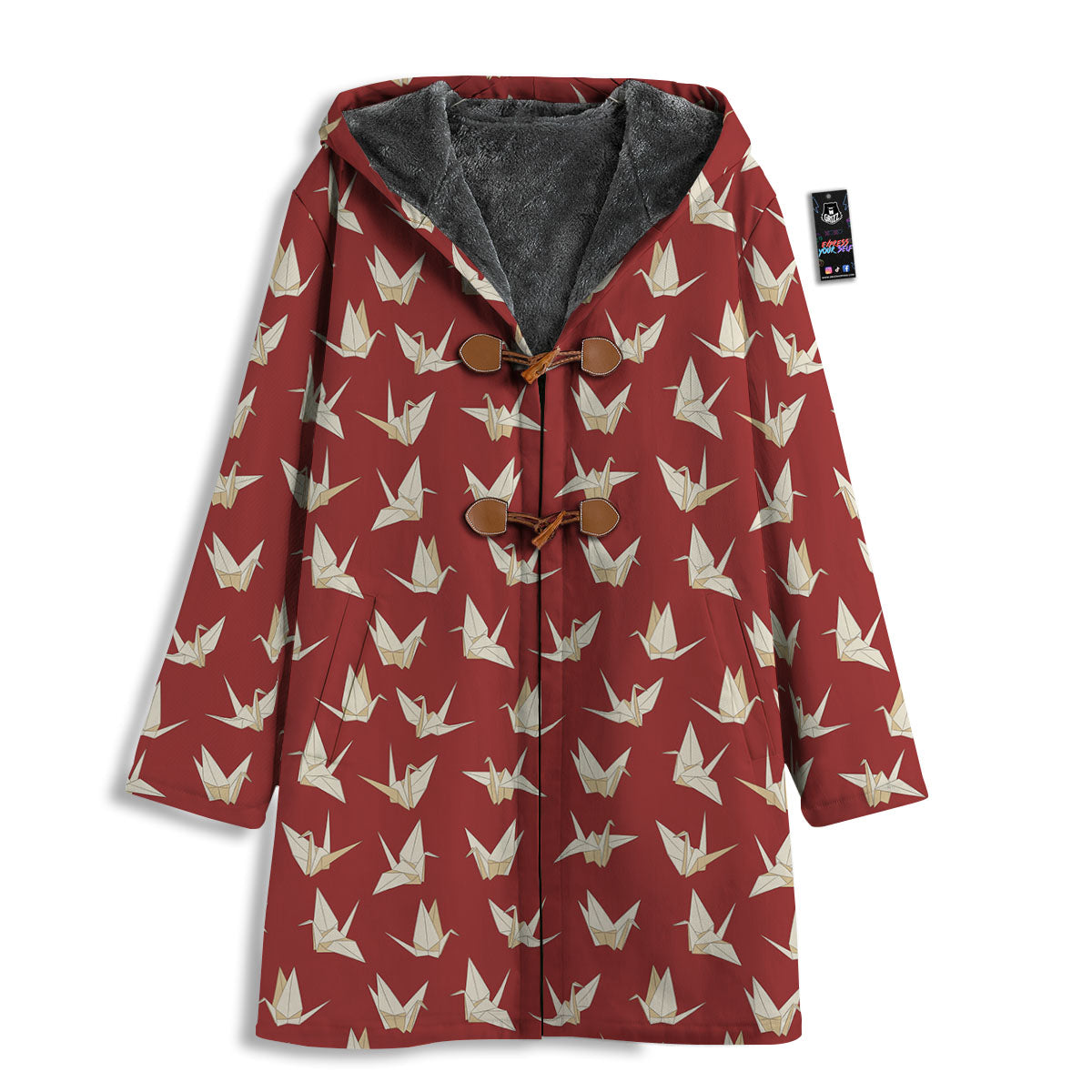 Origami Crane Japanese Print Pattern Men's Windbreaker Jacket-grizzshop