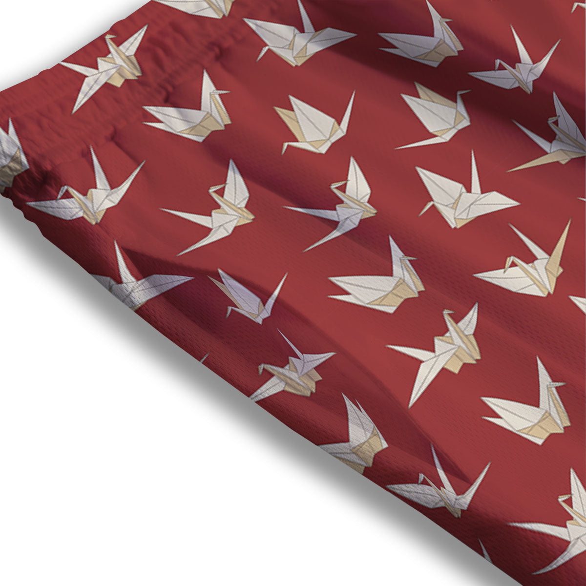 Origami Crane Japanese Print Pattern Mesh Shorts