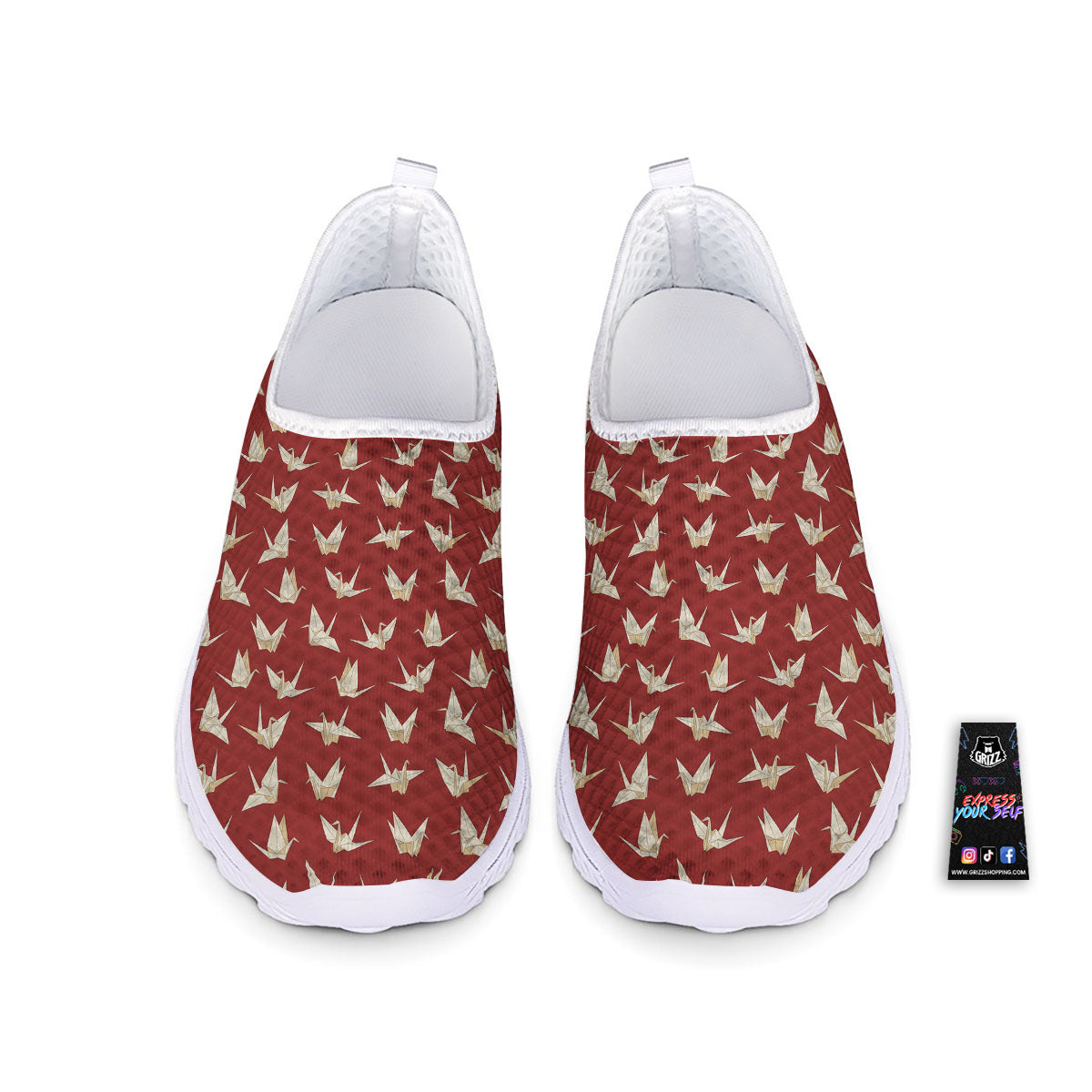 Origami Crane Japanese Print Pattern Nurse Shoes-grizzshop
