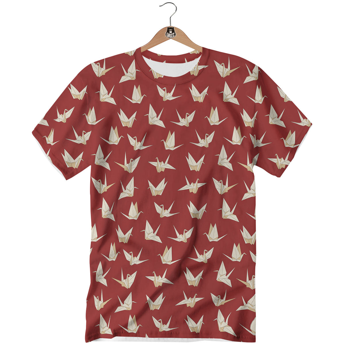 Origami Crane Japanese Print Pattern T-Shirt-grizzshop
