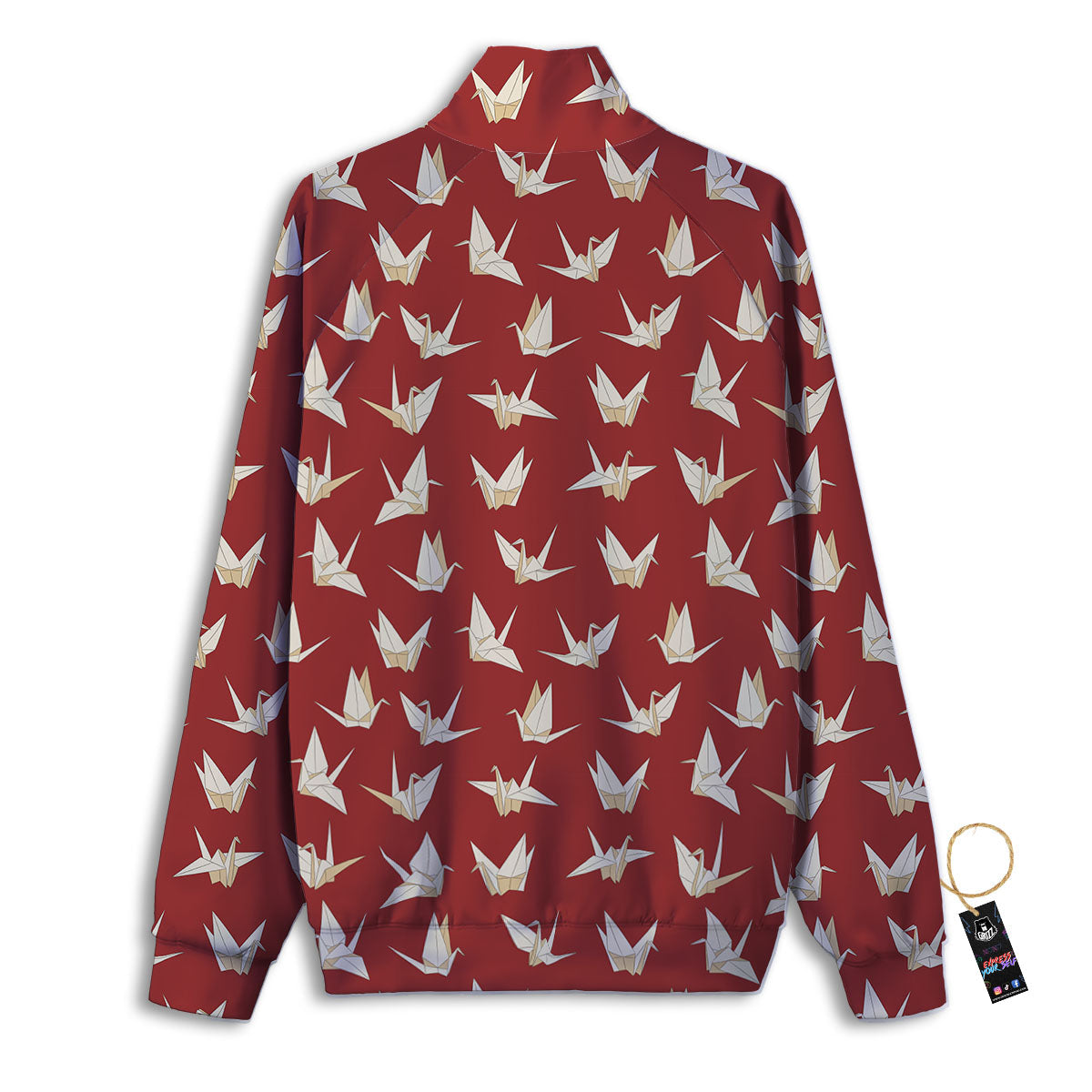 Origami Crane Japanese Print Pattern Track Jacket-grizzshop