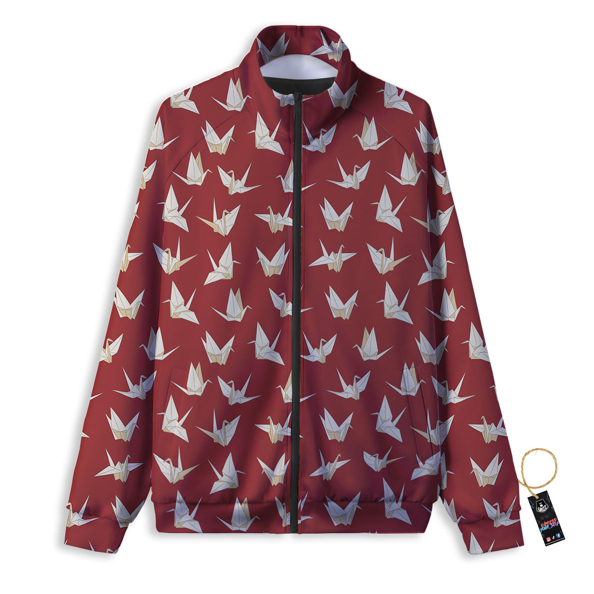 Origami Crane Japanese Print Pattern Track Jacket-grizzshop