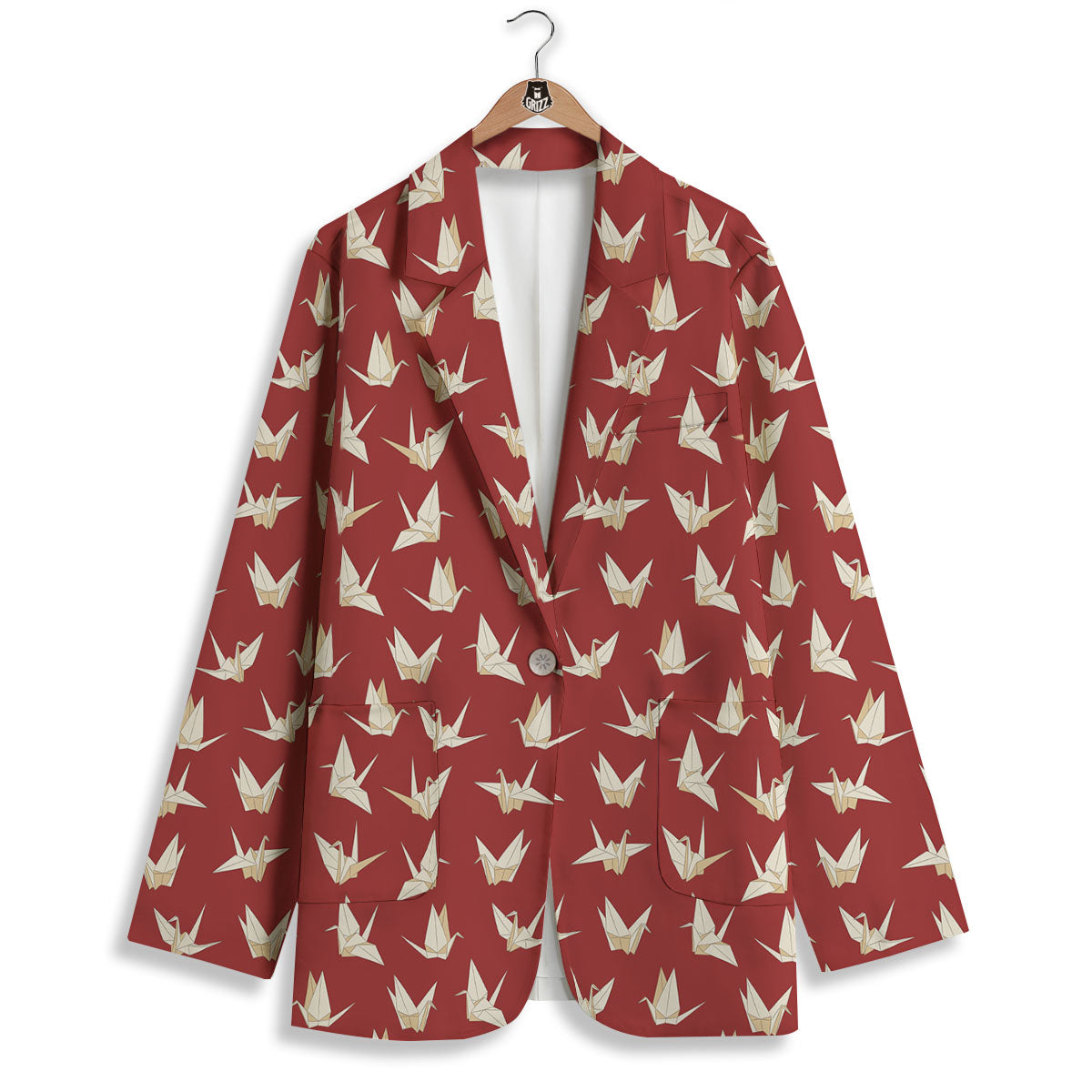 Origami Crane Japanese Print Pattern Women's Blazer-grizzshop