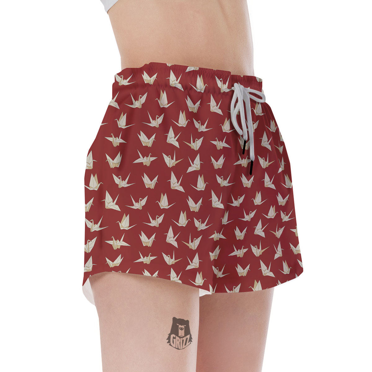 Origami Crane Japanese Print Pattern Women's Shorts-grizzshop
