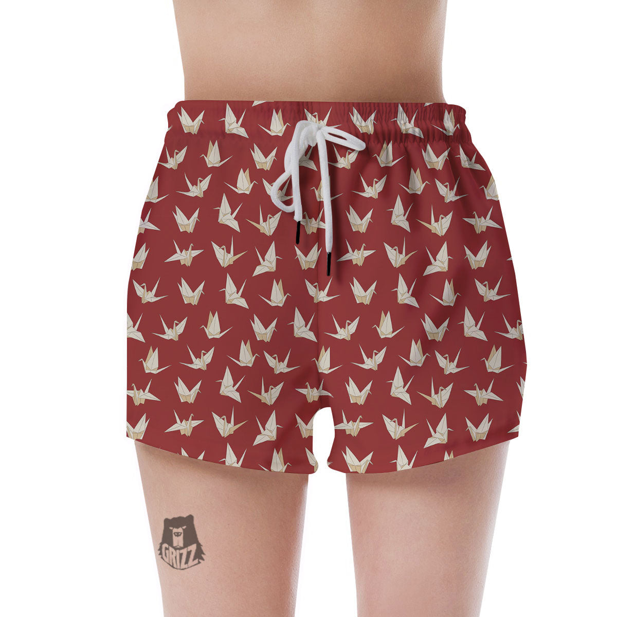 Origami Crane Japanese Print Pattern Women's Shorts-grizzshop