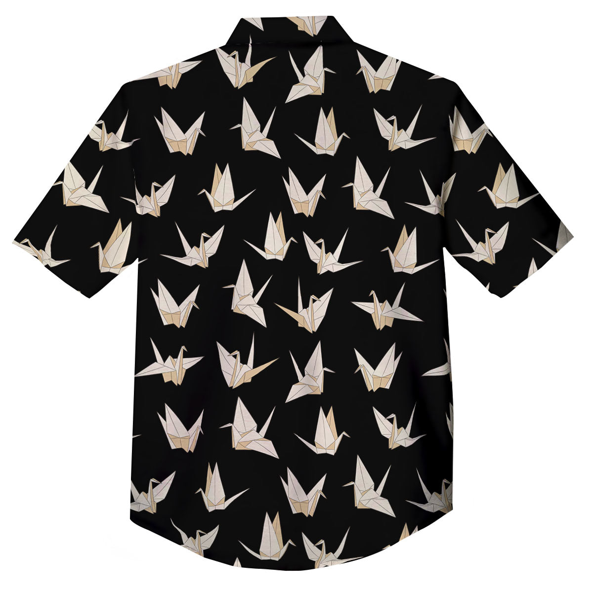Origami White And Black Print Pattern Button Up Shirt-grizzshop