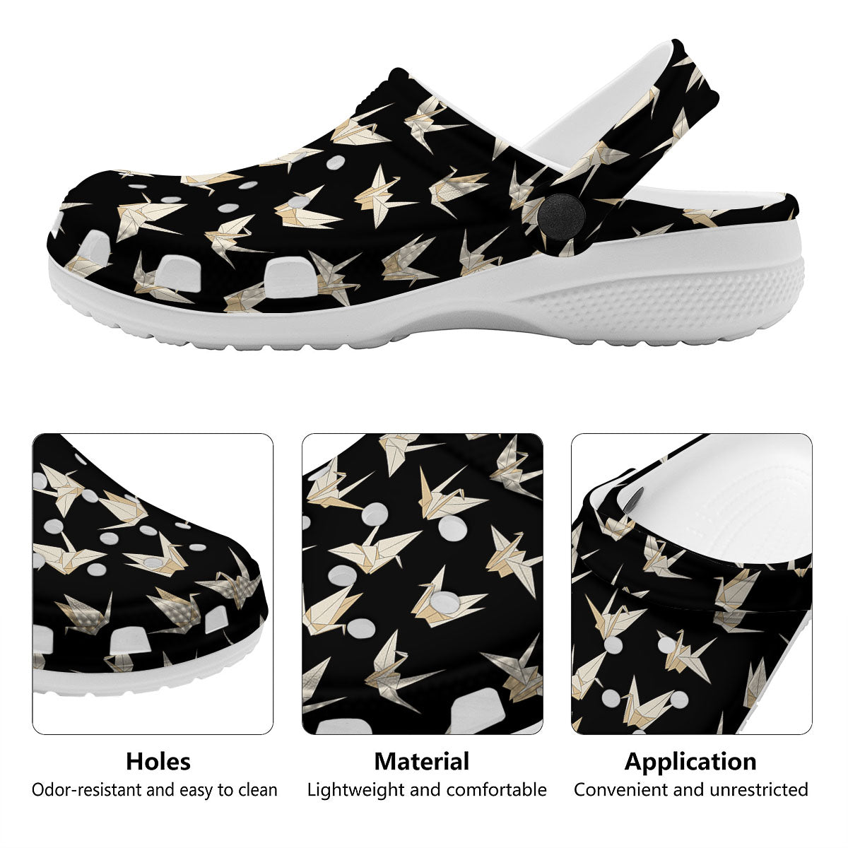 Origami White And Black Print Pattern Clog-grizzshop
