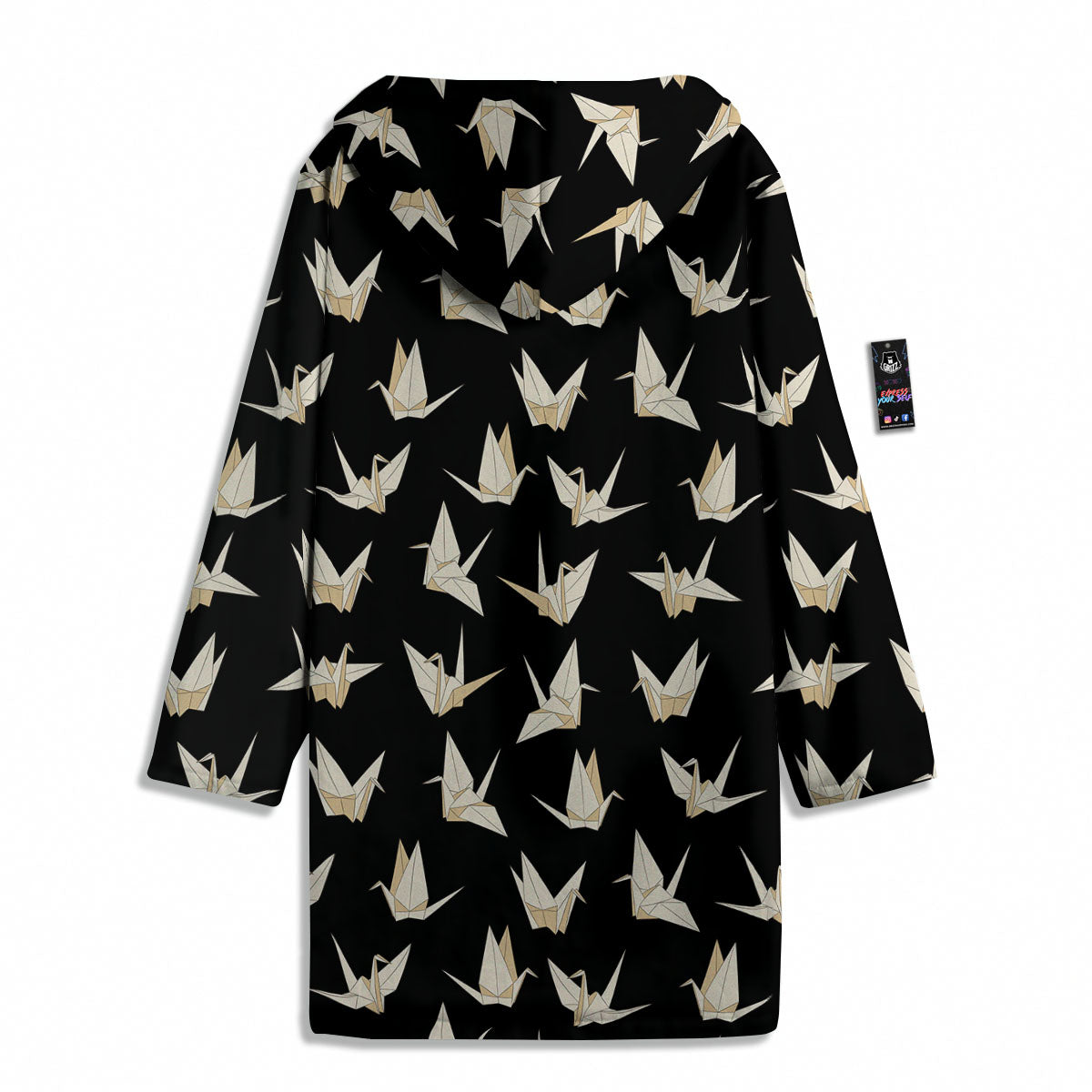 Origami White And Black Print Pattern Men's Windbreaker Jacket-grizzshop