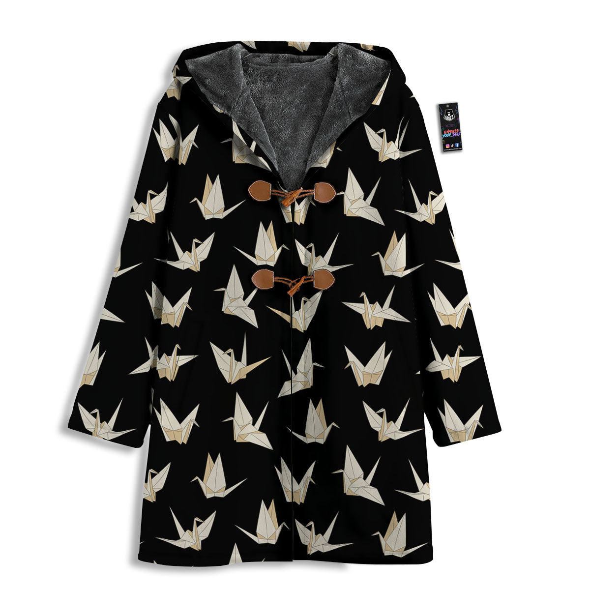 Origami White And Black Print Pattern Men's Windbreaker Jacket-grizzshop