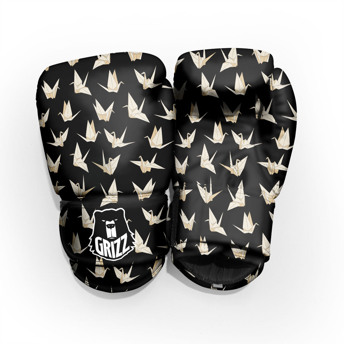 Origami White And Black Print Pattern Pro Boxing Glove